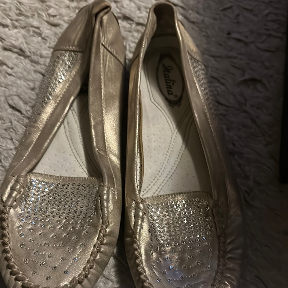 Women's Gold Loafers
